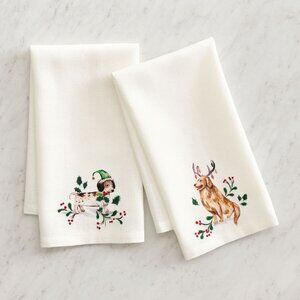 Pottery Barn Christmas Dog Hand Towels - Set of 2